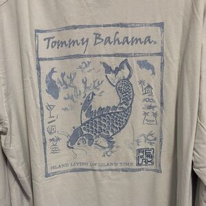 Tommy Bahama Relax Cream Long  Sleeve T-Shirt with Blue Island Graphic